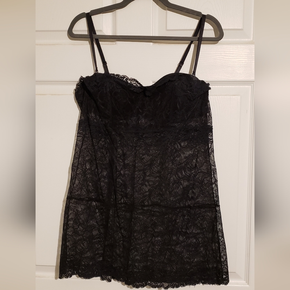 Black lace underwire babydoll/chemise.